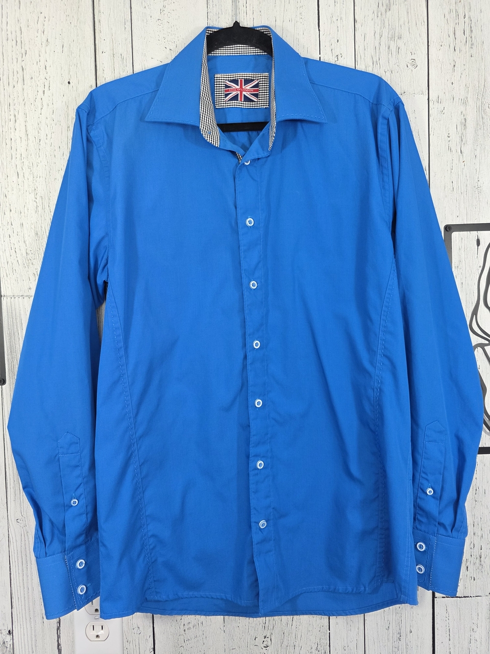 Soul of London Blue Button-Up Dress Shirt Size M, Going Out, Holiday